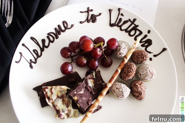 Welcome chocolates at Delta Victoria Ocean Pointe Resort.