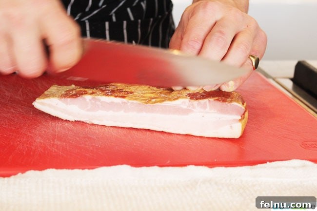 Cooking Classes in Victoria BC: A Culinary Journey with The London Chef 12 Chopping Bacon for Pasta Sauce