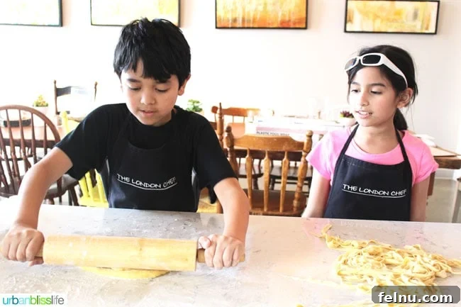 Cooking Classes in Victoria BC: A Culinary Journey with The London Chef 7 Kids Learning to Make Pasta in Victoria BC