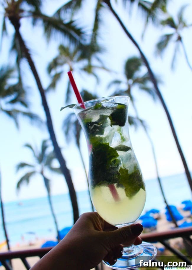 Vibrant Tequila Mojito with Hawaiian flair