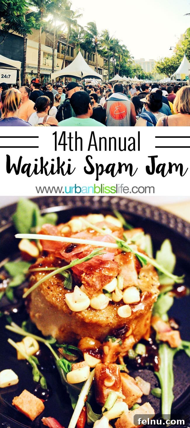 The bustling energy of the 2016 Waikiki Spam Jam festival on Kalakaua Avenue