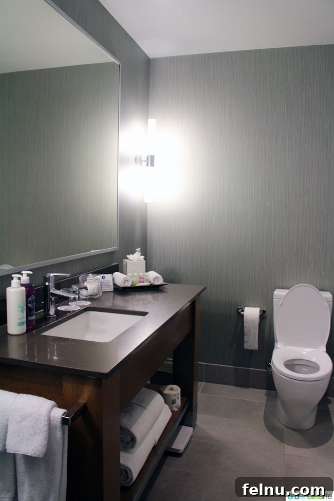 Coast Coal Harbor Hotel Your Ideal Vancouver BC Stay 8 Spacious and clean bathroom with double sinks at Coast Coal Harbour Hotel