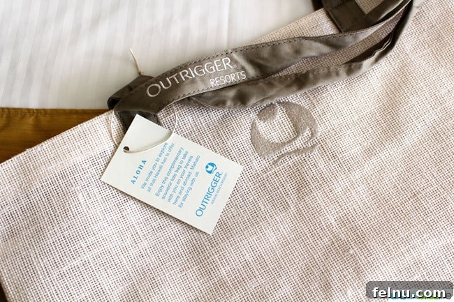 Outrigger Waikiki Beach Resort: Your Honolulu Home Away From Home 9 A complimentary beach bag provided to guests at the Outrigger Waikiki Beach Resort.