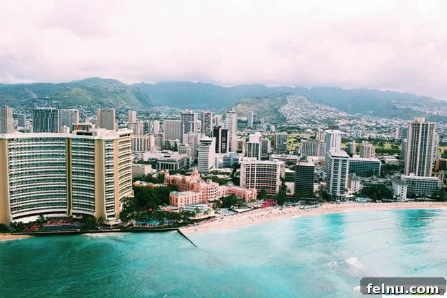 Oahu Helicopter Tour: Doors-Off Thrills and Breathtaking Views 9 Waikiki Beach as Seen from an Oahu Helicopter Tour