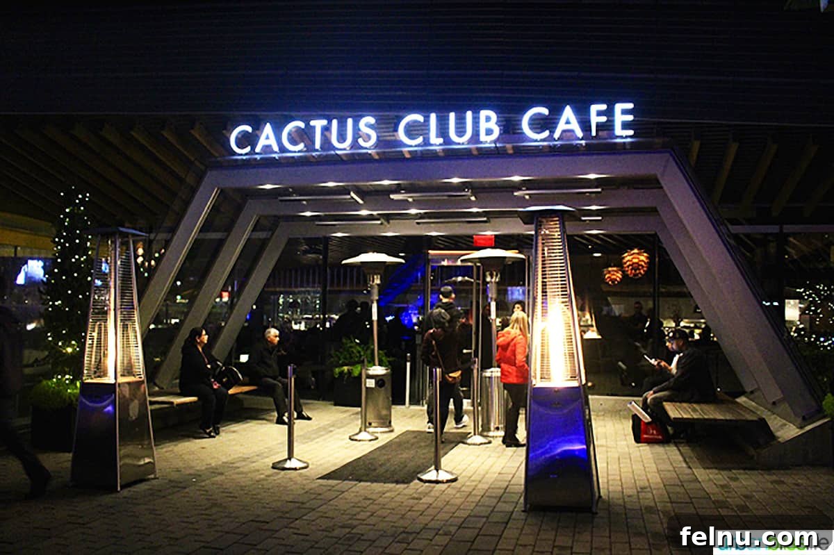 Vancouver BC's Cactus Club Cafe 2 outside at Cactus Club Cafe Coal Harbour Vancouver BC.