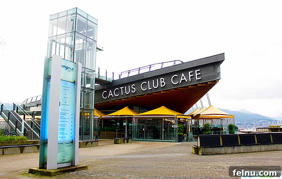 Vancouver BC's Cactus Club Cafe 3 outside of at Cactus Club Cafe Coal Harbour Vancouver BC.