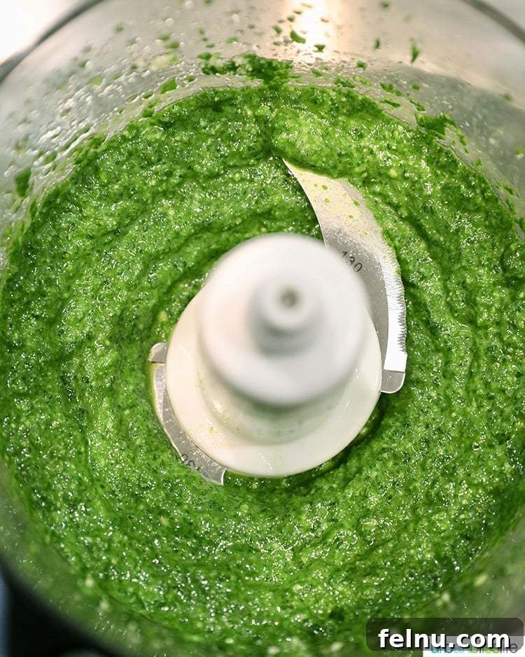 Creamy Avocado Pesto 7 pesto sauce blended in a food processor.