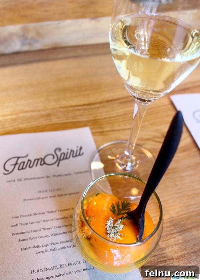 Farm Spirit Portland's Premier Vegan Destination 4 glass of white wine at Farm Spirit in Portland, Oregon