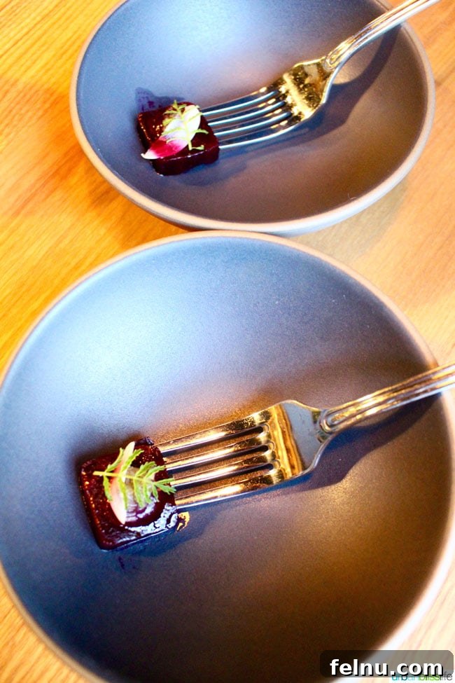 Farm Spirit Portland's Premier Vegan Destination 7 roast beet, fermented fennel and marigold at Farm Spirit in Portland, Oregon