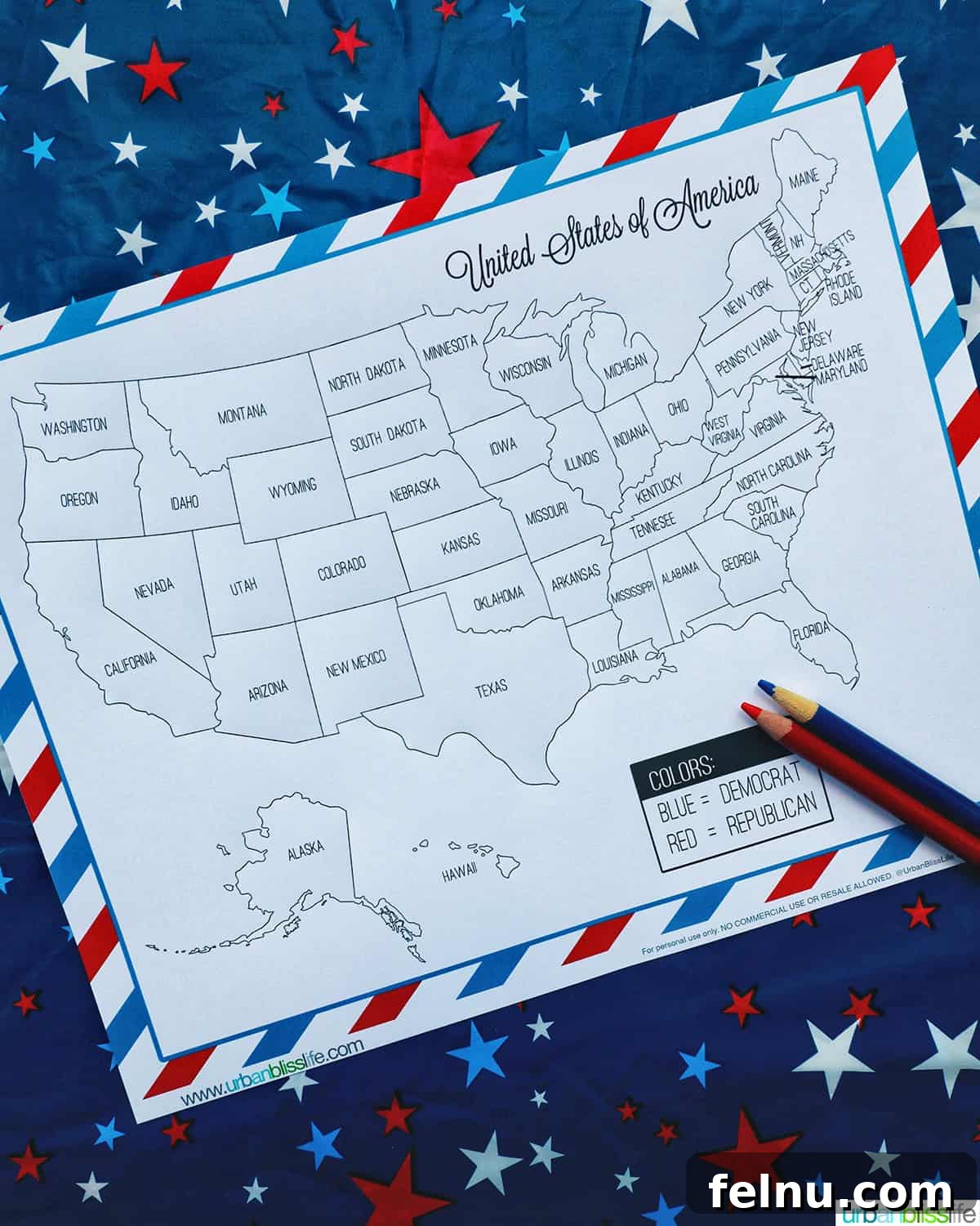 Election Celebration: Games and Printables 6 Election Coloring Map