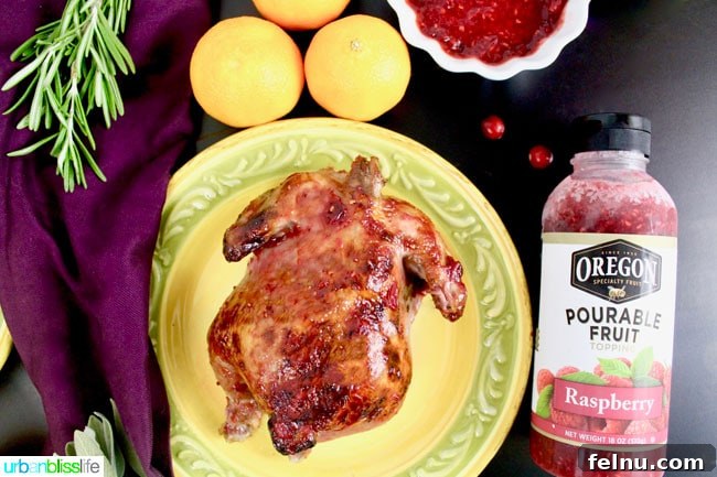 Cranberry-Raspberry-Orange Glazed Cornish Hens A Festive Trio: Cranberry, Raspberry, and Orange Glazed Cornish Hens 5 Cranberry Raspberry Orange Glaze on Game Hens