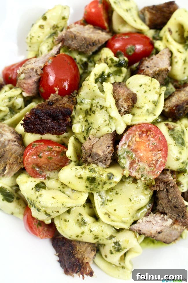 Close-up of Pesto Steak Tortellini