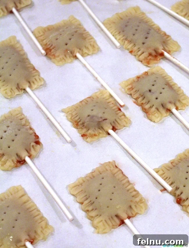 Assembled mini pop tarts ready to bake
