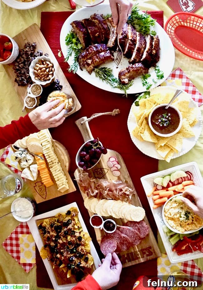 The Ultimate Football Feast: Delicious Finger Foods for Game Day 3 Table full of tailgating game day food and drinks