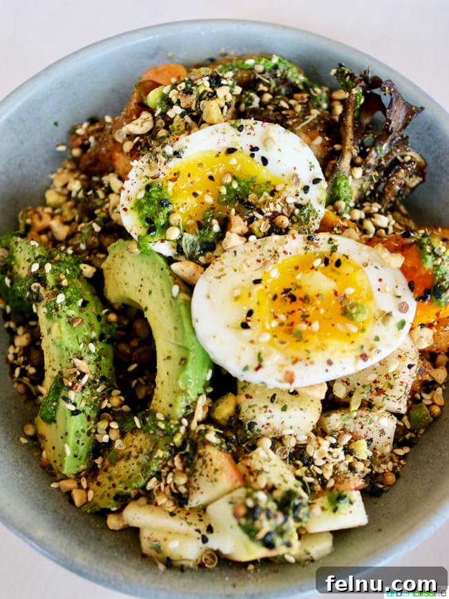 Middle Eastern Brunch Magic at Tusk 18 The colorful and nutritious Green Wheat Bowl at Tusk, packed with fresh local vegetables, avocado, pickles, and grains.
