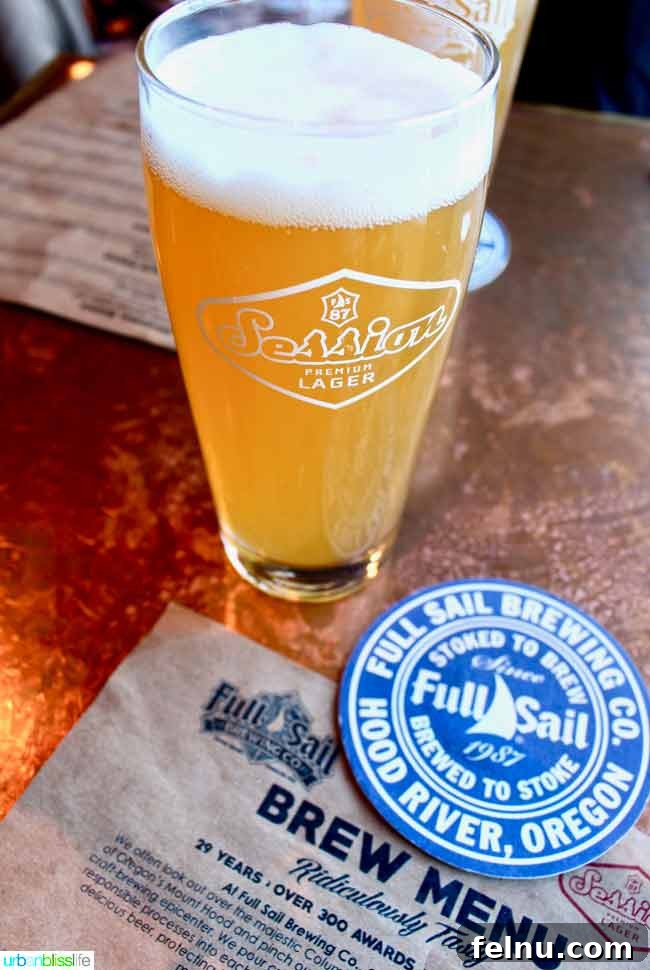 Hood River: Oregon's Adventure Capital 21 A refreshing pint of craft beer from Full Sail Brewery, a popular choice for beer enthusiasts in Hood River.