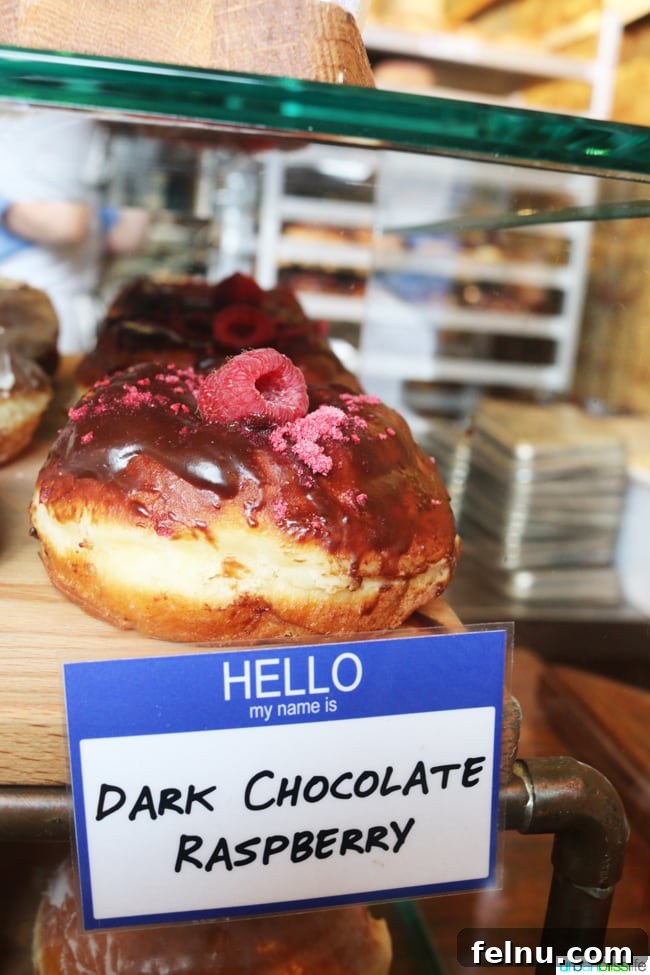 Food and Travel Bliss: NOLA Donut Delights 7 Dark Chocolate Raspberry Donut: A Decadent Delight at District Donuts