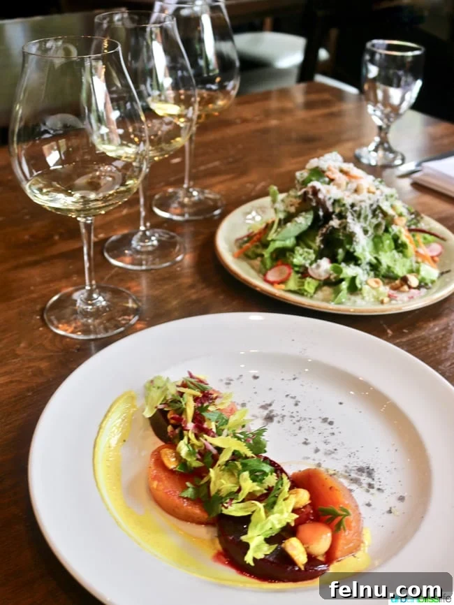 Raven and Rose wine flights with salads