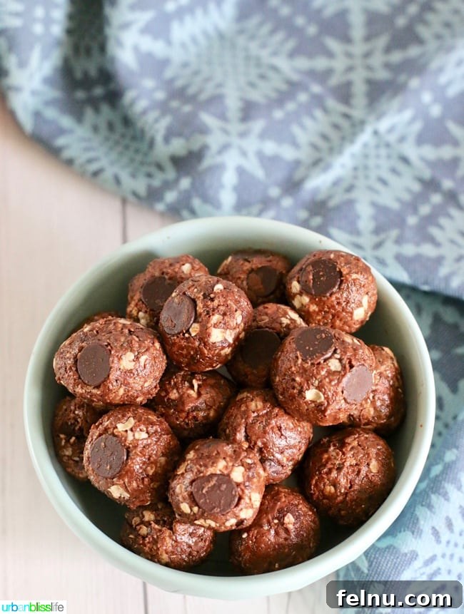 Peanut Butter Chocolate Power Bites 4 A batch of delicious Chocolate Peanut Butter Energy Balls, perfectly rounded.