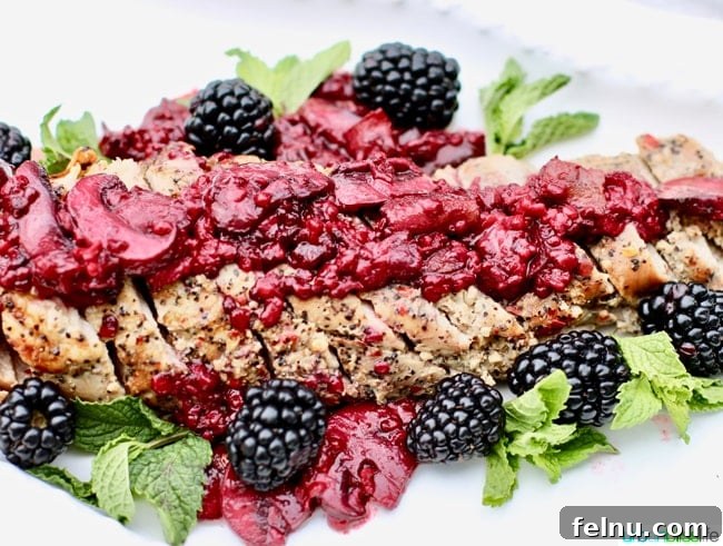 Blackberry Glazed Pork Tenderloin 13 Pork Tenderloin with Blackberry Bacon Sauce recipe on UrbanBlissLife.com
