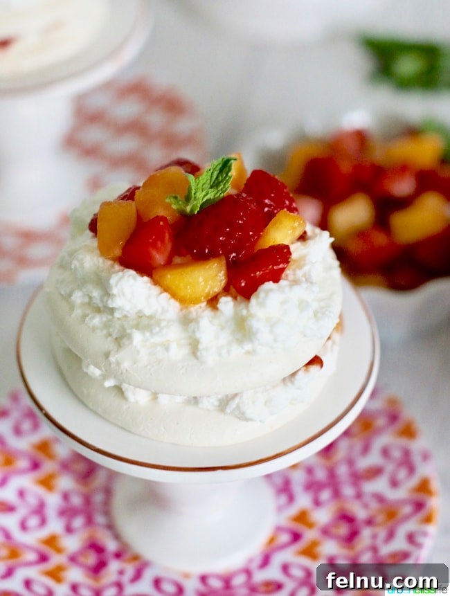 Mini Pavlovas with Summer Fruits and Whipped Cream 3 Individual Pavlova Cake