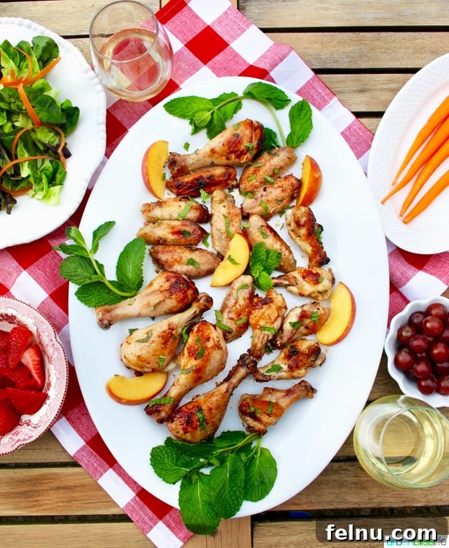 Creamy Tomato Flatbread Pizza Delight 5 Grilled chicken with a sweet and savory peach bourbon glaze, perfect for summer barbecues.