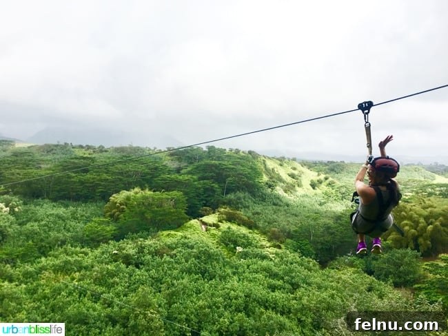 Dive Soar Paddle Kauai's Ultimate Adventure 11 Ziplining in Kauai Hawaii - waving from above the rainforest canopy