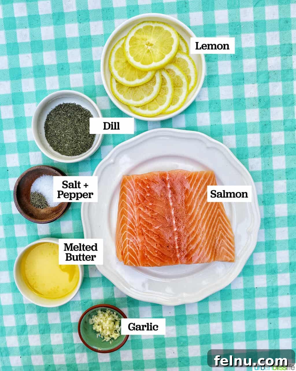 Zesty Lemon Herb Salmon Delight 4 Ingredients for grilled salmon with herbs.