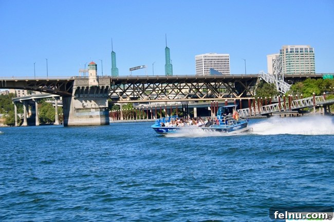 Beers, Boats, and Bridges: A Portland Brew Cruise 11 A jet boat passing by the BrewBarge PDX
