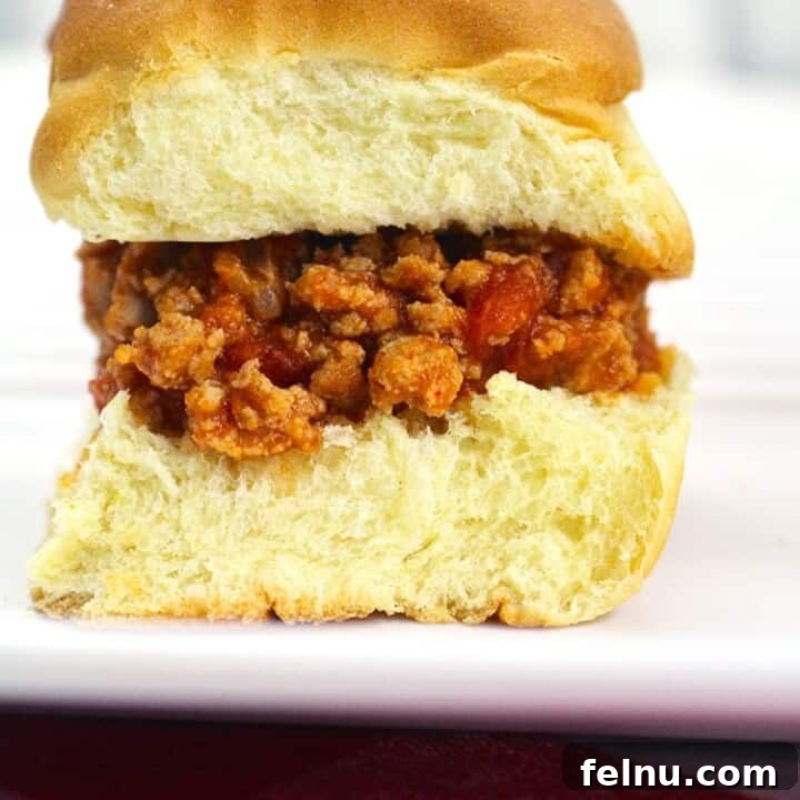 Close up of one Sloppy Joe Slider