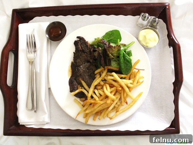 Marche Restaurant: A Taste of France in the Pacific Northwest 11 Steak Frites from room service at Inn at the 5th, prepared by Marché restaurant in Eugene, Oregon.