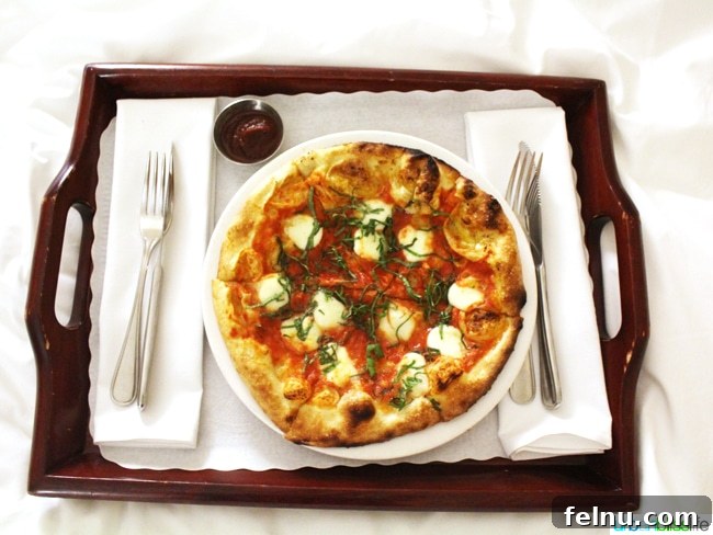 Marche Restaurant: A Taste of France in the Pacific Northwest 10 Pizza Margherita from room service at Inn at the 5th, prepared by Marché restaurant in Eugene, Oregon.
