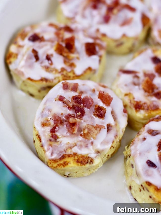 Sizzling Bacon Bars for Brunch Bliss 10 Decadent Brunch Bacon Bar Cinnamon Rolls with icing and crispy bacon pieces