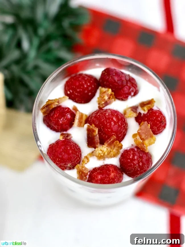 Sizzling Bacon Bars for Brunch Bliss 12 Layers of yogurt, fresh fruit, and crispy bacon crumbles in a refreshing parfait