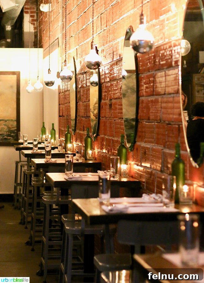 Radar Restaurant: Portland's Lost Cozy Nook 4 Radar Restaurant's wall with tall tables, creating a unique dining space.