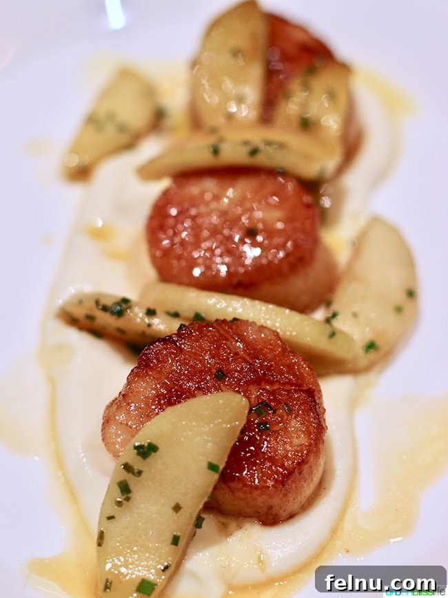 Tanner Creek Tavern: Pearl District Urban Hearth 9 Seared Sea Scallops with caramelized apples and celery root puree at Tanner Creek Tavern, showcasing seasonal ingredients.