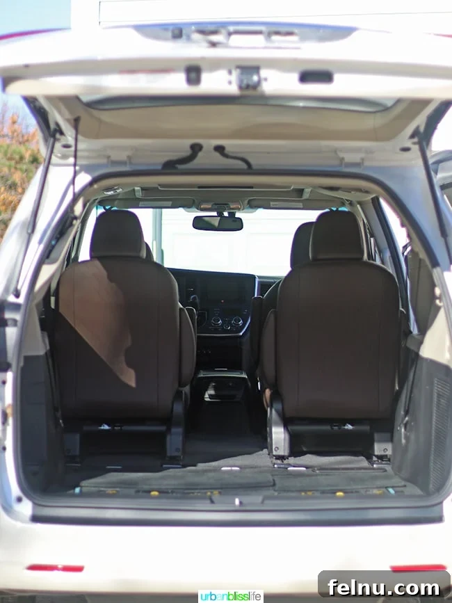 Vacationing in the Wheat State: Discovering Kansas 19 Rear view of the Toyota Sienna, highlighting its spacious cargo area
