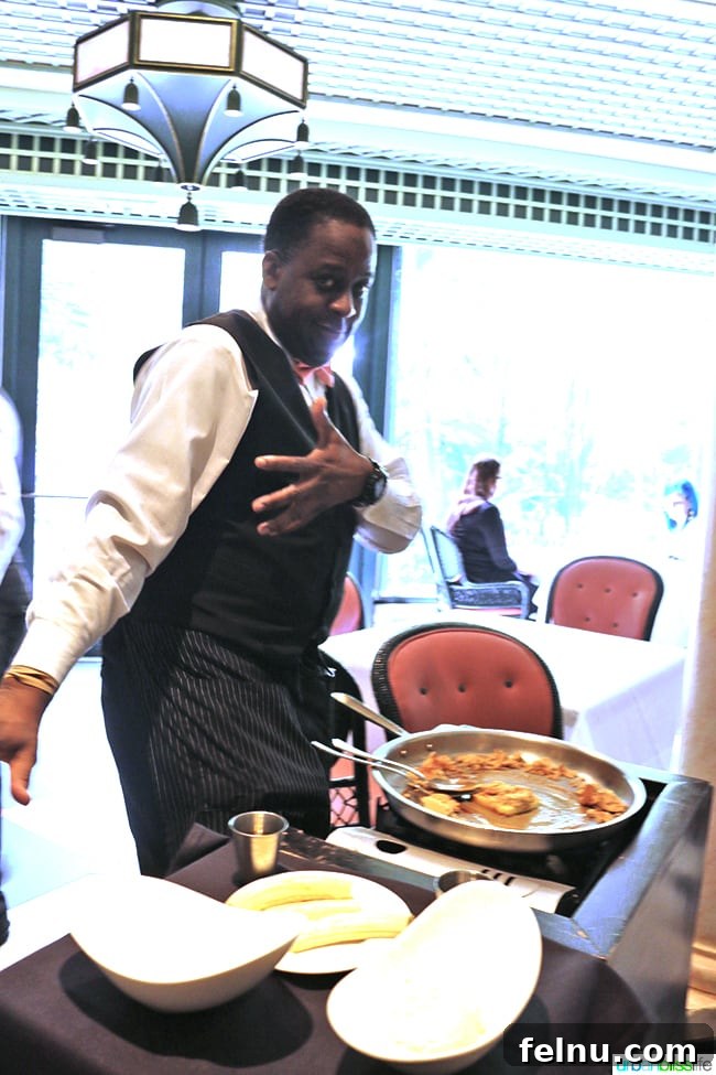 A Taste of New Orleans: Brennan's Culinary Legacy 16 The skilled waiter adding the final touches to the Bananas Foster at Brennan's Restaurant