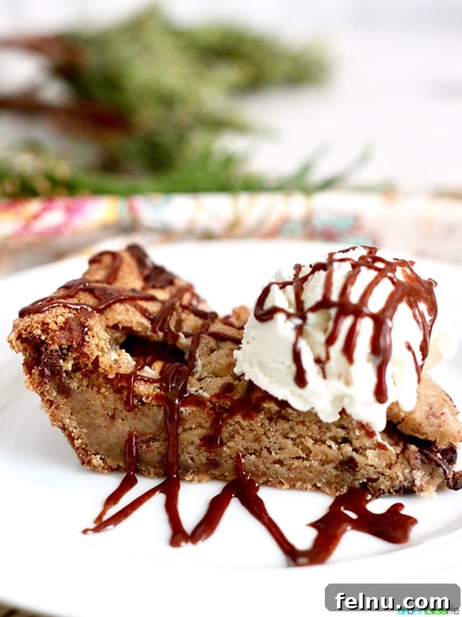 Chocolate Hazelnut Drizzled Smores Cookie Pie 3 A delicious slice of S'mores Pie with a scoop of vanilla ice cream