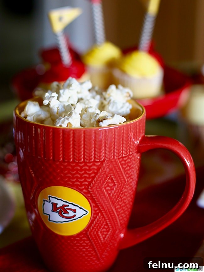 Fuel Your Fandom: Epic Game Day Eats & Drinks 9 NFL KC Chiefs Mug with Popcorn - Game Day Food and Drink tips