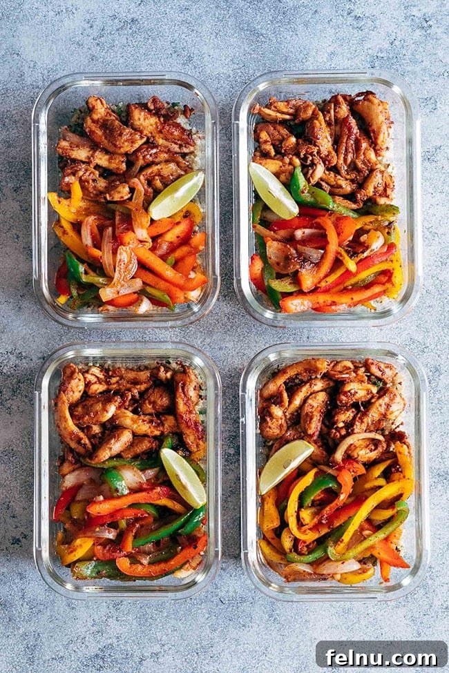 Eat Smart, Live Well: Your Meal Prep Guide 18 Chicken Fajita Meal Prep Lunch Bowls with Cilantro Lime Quinoa