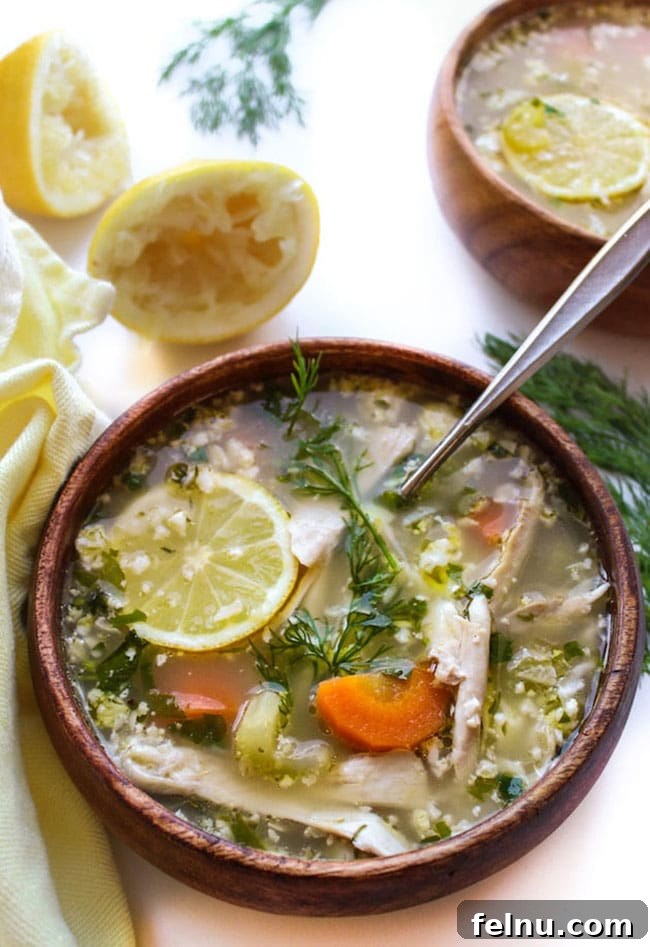 30 Must-Try Whole30 Recipes 21 Lemon Chicken Soup with Cauliflower Rice recipe