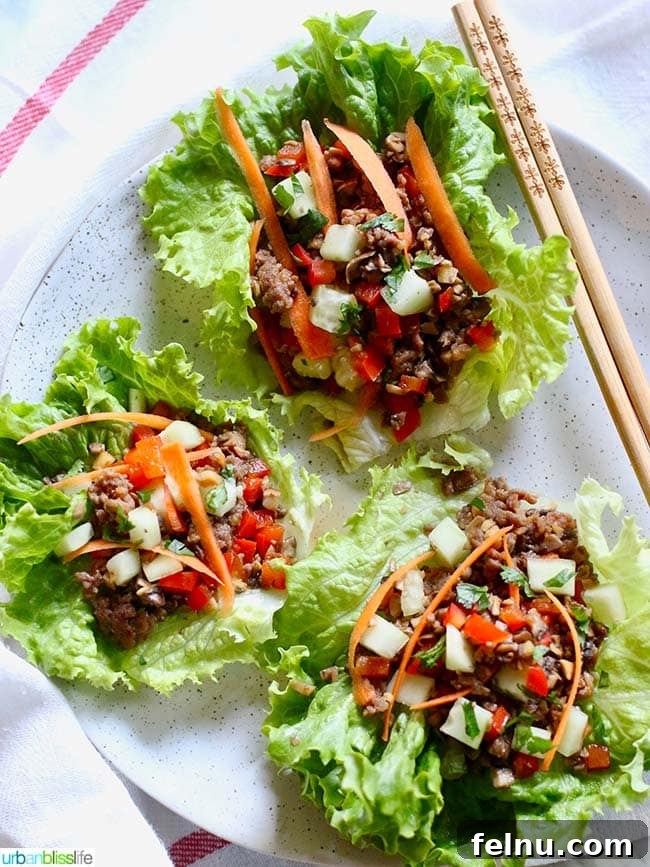 Teriyaki Mushroom Sausage Low Carb Lettuce Wraps Umami Mushroom Sausage Lettuce Bites 8 Finished Teriyaki Mushroom Sausage Low Carb Lettuce Wraps