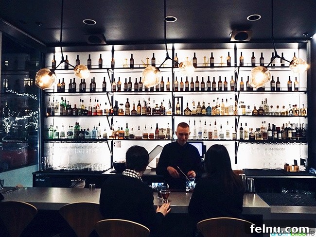 Can Font Portland's beautifully styled bar area, offering a sophisticated spot for drinks and tapas.