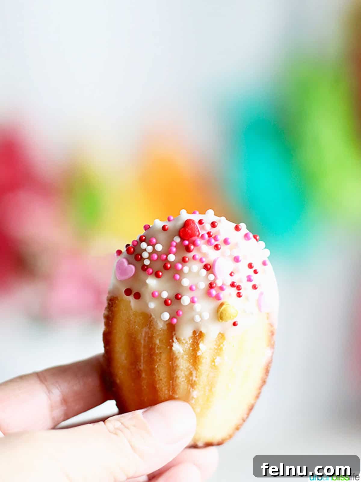 Chocolate-Dipped Madeleines
Decadent Chocolate Madeleines 3 White chocolate dipped valentine madeleine cookie