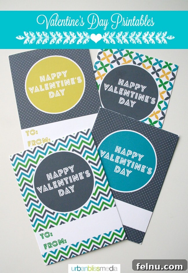 Heartfelt Printable Valentine Delights 5 Geometric Mod Valentine's Day Card Printables