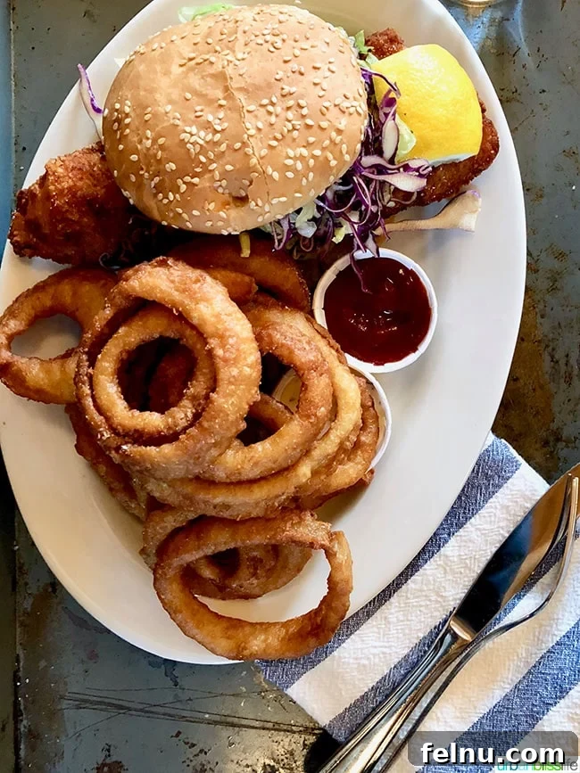 Sisters, Oregon: A Culinary Escape at Suttle Lodge 13 Fish Sandwich and Onion Rings at Suttle Lodge