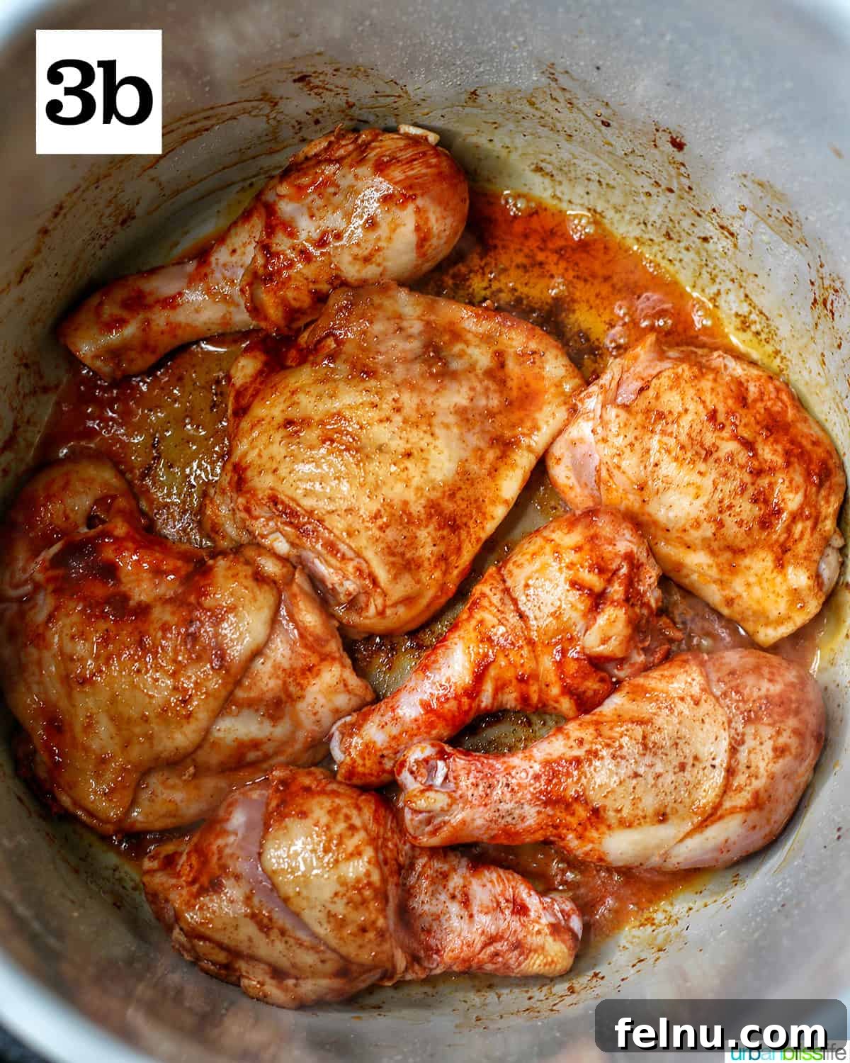 Ultimate Instant Pot Chicken Adobo 8 seasoned chicken cooked in an instant pot.