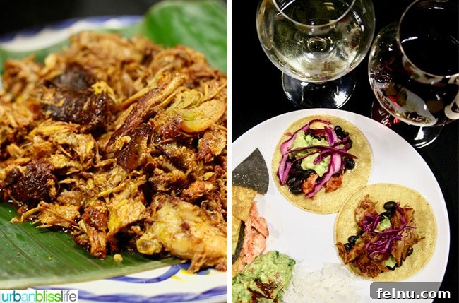 Chehalem Winery and Hi-Lo Hotel Present Hi-Lo Cuvée Wines 16 Two plates of delicious Cochinita Pibil with sides, from Alto Bajo at Chehalem Winery luncheon