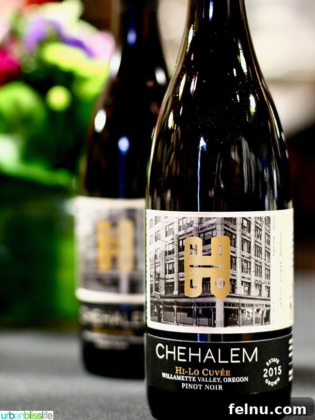 Chehalem Winery and Hi-Lo Hotel Present Hi-Lo Cuvée Wines 20 A single bottle of Chehalem Winery's Hi-Lo Cuvée Pinot Noir, elegantly presented